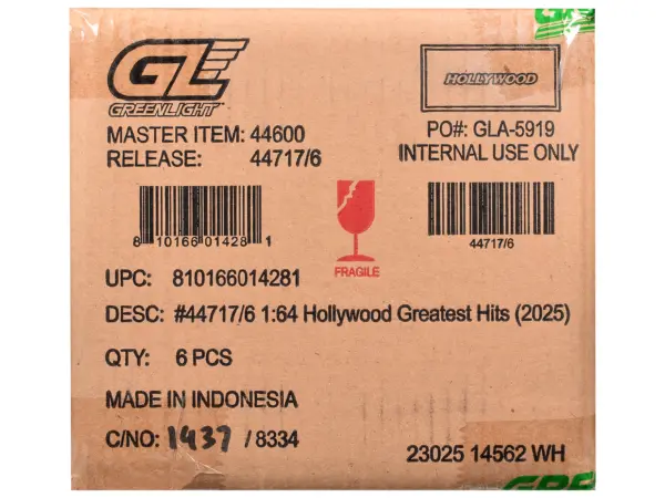 "Hollywood Greatest Hits" (2025) Set of 6 pieces 1/64 Diecast Model Cars by Greenlight #2