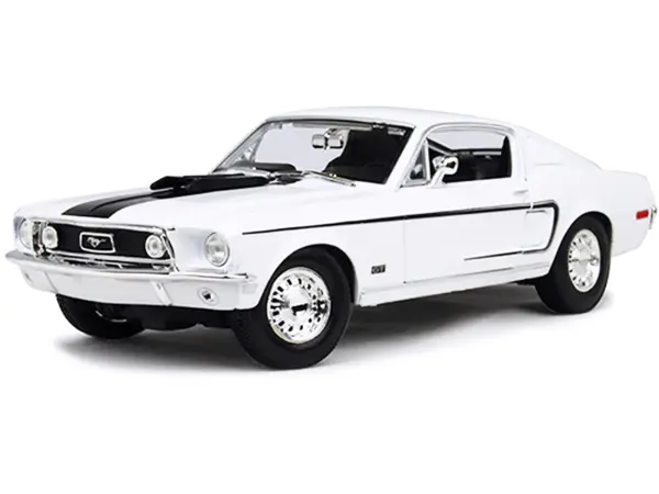 1968 Ford Mustang CJ Cobra Jet White 1/18 Diecast Model Car by Maisto #2