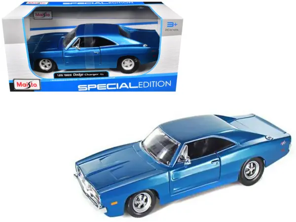 1969 Dodge Charger R/T Hemi Blue 1/25 Diecast Model Car by Maisto #1