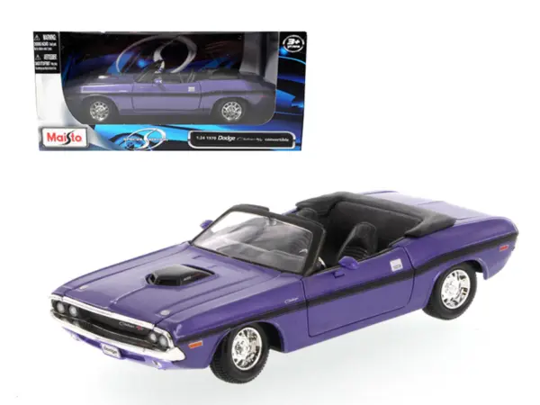 1970 Dodge Challenger R/T Convertible Purple 1/24 Diecast Model Car by Maisto #1