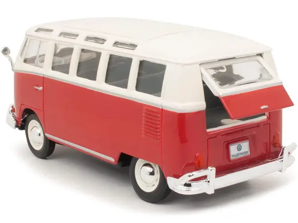 Volkswagen Van Samba Bus Red and White 1/25 Diecast Model by Maisto #3
