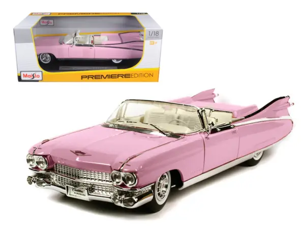 1959 Cadillac Eldorado Biarritz Convertible Pink 1/18 Diecast Model Car by Maisto #1