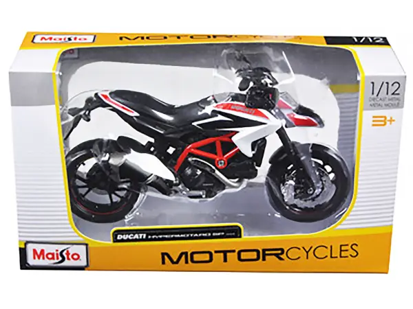 2013 Ducati Hypermotard SP White with Black and Red Stripes 1/12 Diecast Motorcycle Model by Maisto #3
