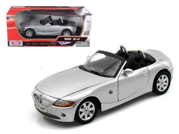 BMW Z4 Convertible Silver 1/18 Diecast Model Car by Motormax #1