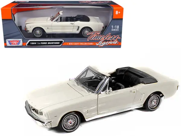 1964 1/2 Ford Mustang Convertible Cream 1/18 Diecast Car Model by Motormax #1