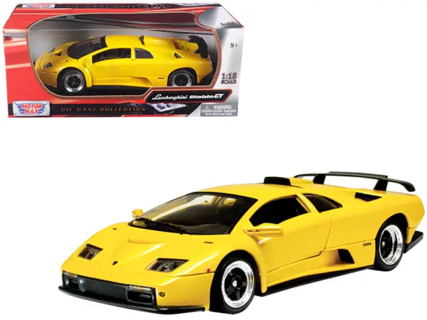 Lamborghini Diablo GT Yellow 1/18 Diecast Model Car by Motormax #1