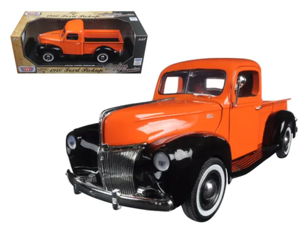 1940 Ford Pickup Truck Orange "Timeless Classics" 1/18 Diecast Model Car by Motormax #1