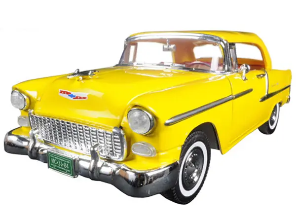 1955 Chevrolet Bel Air Convertible Soft Top Yellow "Timeless Classics" 1/18 Diecast Model Car by Motormax #2