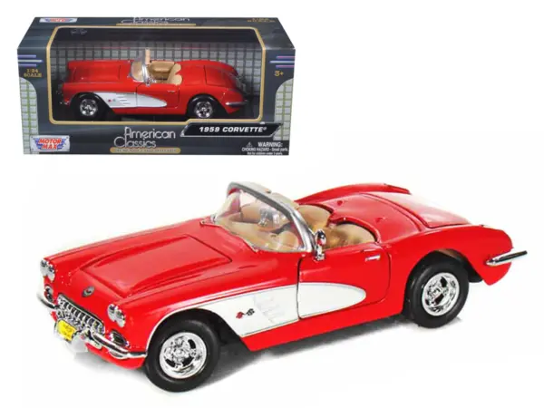 1959 Chevrolet Corvette Convertible Red 1/24 Diecast Model Car by Motormax #1
