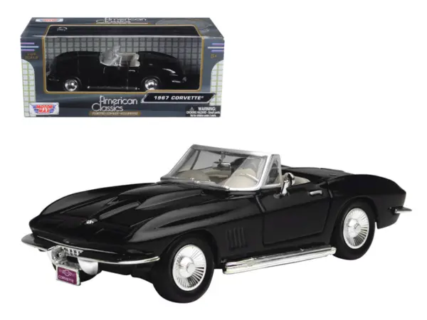 1967 Chevrolet Corvette Convertible Black 1/24 Diecast Model Car by Motormax #1