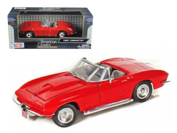 1967 Chevrolet Corvette Convertible Red 1/24 Diecast Model Car by Motormax #1