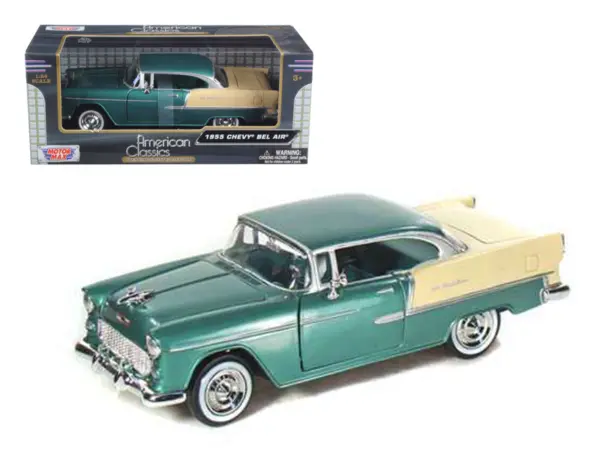 1955 Chevrolet Bel Air Green 1/24 Diecast Model Car by Motormax #1