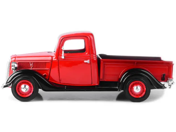 1937 Ford Pickup Truck Red and Black 1/24 Diecast Model Car by Motormax #2
