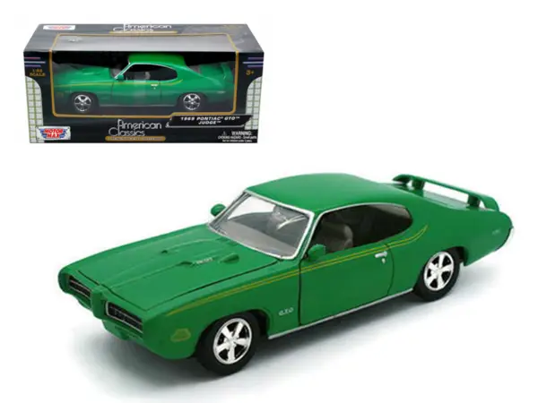 1969 Pontiac GTO Judge Green with Stripes 1/24 Diecast Model Car by Motormax #1