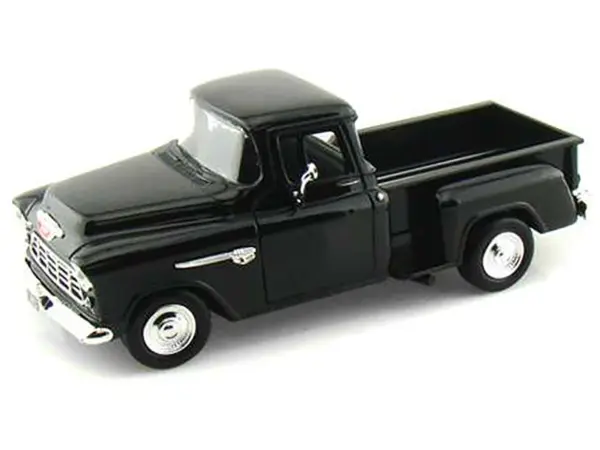 1955 Chevrolet 5100 Stepside Pickup Truck Black 1/24 Diecast Car Model by Motormax #2
