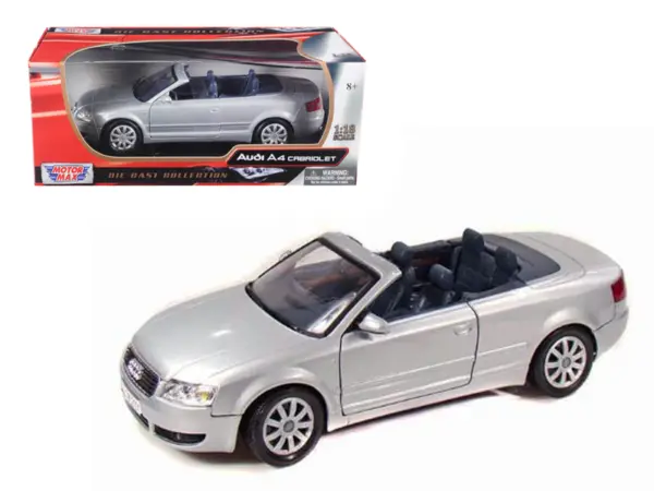 2004 Audi A4 Cabriolet Silver 1/18 Diecast Model Car by Motormax #1