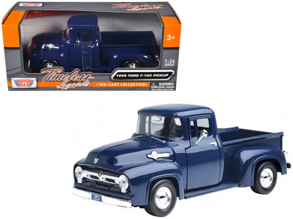 1956 Ford F-100 Pickup Truck Blue 1/24 Diecast Model Car by Motormax #1