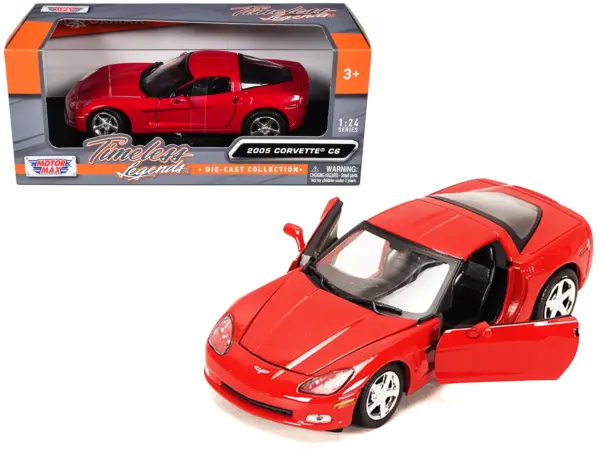2005 Chevrolet Corvette C6 Coupe Red 1/24 Diecast Model Car by Motormax #1