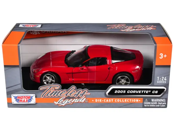 2005 Chevrolet Corvette C6 Coupe Red 1/24 Diecast Model Car by Motormax #3
