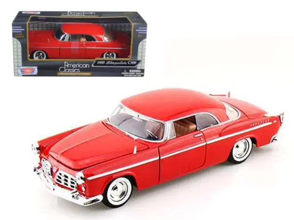 1955 Chrysler C300 Red 1/24 Diecast Model Car by Motormax #1