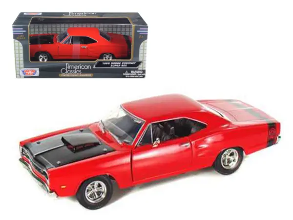 1969 Dodge Coronet Super Bee Red 1/24 Diecast Model Car by Motormax #1