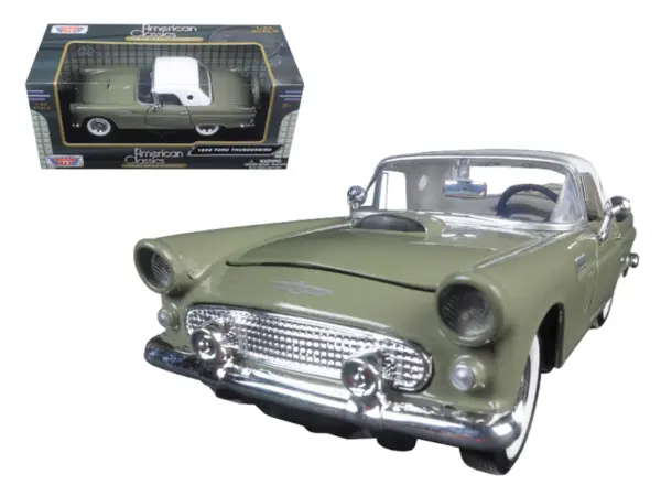 1956 Ford Thunderbird Soft Top Green 1/24 Diecast Car Model by Motormax #1