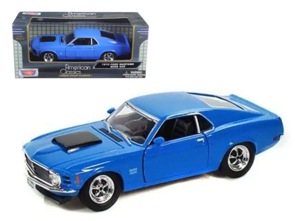 1970 Ford Mustang Boss 429 Blue 1/24 Diecast Model Car by Motormax #1