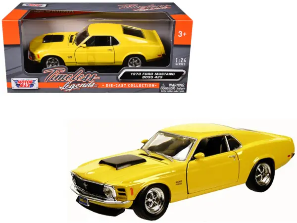 1970 Ford Mustang Boss 429 Yellow 1/24 Diecast Model Car by Motormax #1