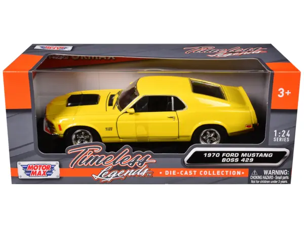 1970 Ford Mustang Boss 429 Yellow 1/24 Diecast Model Car by Motormax #3