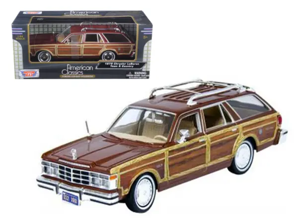 1979 Chrysler Lebaron Town and Country Burgundy 1/24 Diecast Model Car by Motormax #1