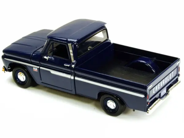 1966 Chevrolet C10 Fleetside Pickup Truck Dark Blue 1/24 Diecast Car Model by Motormax #2