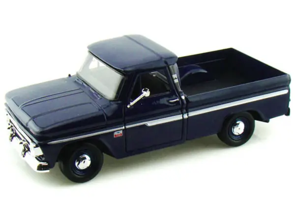 1966 Chevrolet C10 Fleetside Pickup Truck Dark Blue 1/24 Diecast Car Model by Motormax #3