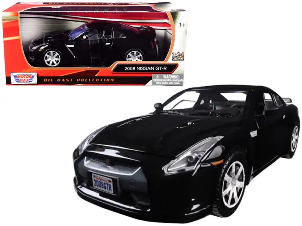 2008 Nissan GT-R R35 Gloss Black 1/24 Diecast Model Car by Motormax #1