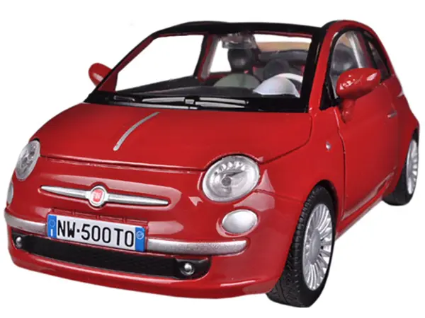 Fiat 500 Nuova Cabrio Red 1/24 Diecast Model Car by Motormax #2