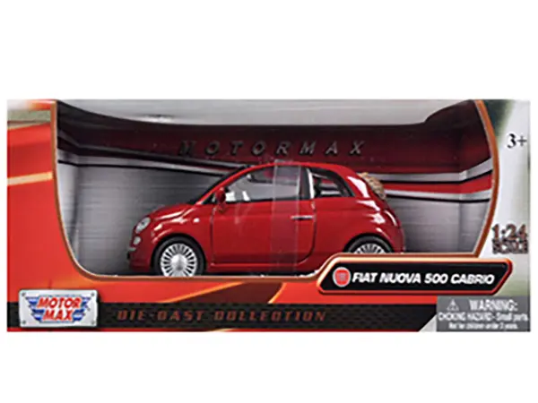 Fiat 500 Nuova Cabrio Red 1/24 Diecast Model Car by Motormax #3