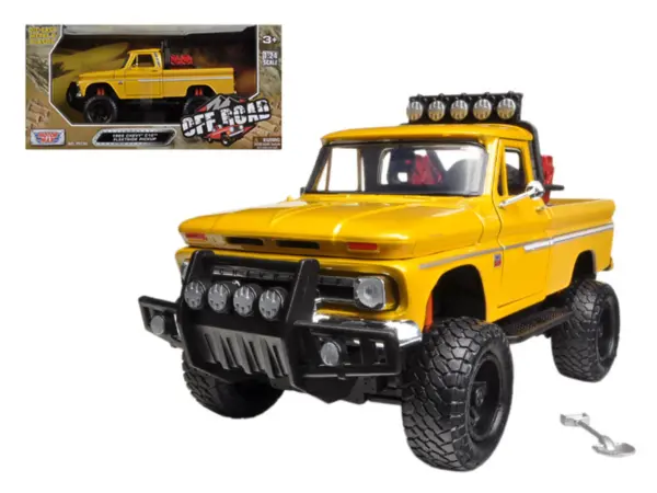 1966 Chevrolet C10 Fleetside Pickup Truck Off Road Yellow 1/24 Diecast Model by Motormax #1