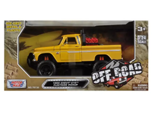 1966 Chevrolet C10 Fleetside Pickup Truck Off Road Yellow 1/24 Diecast Model by Motormax #3