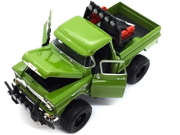 1958 Chevrolet Apache Fleetside Pickup Truck Off Road Green 1/24 Diecast Model by Motormax #3