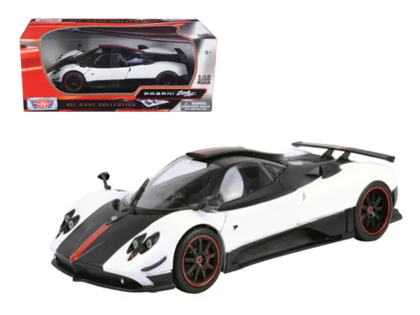 Pagani Zonda 5 Cinque White and Black 1/18 Diecast Model Car by Motormax #1