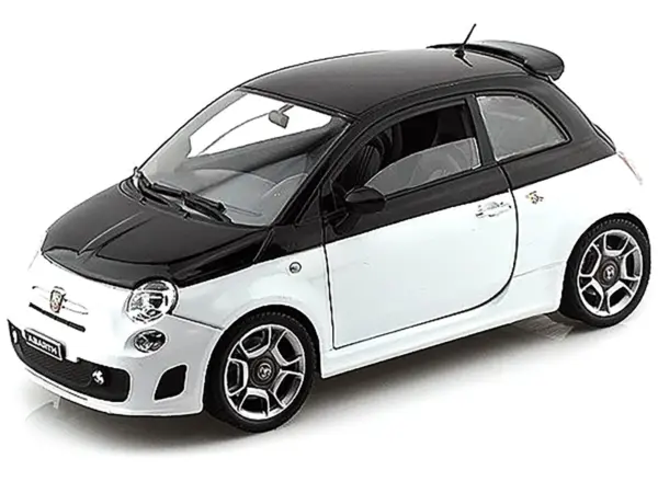 Fiat Abarth 500 White and Black 1/18 Diecast Model Car by Motormax #2