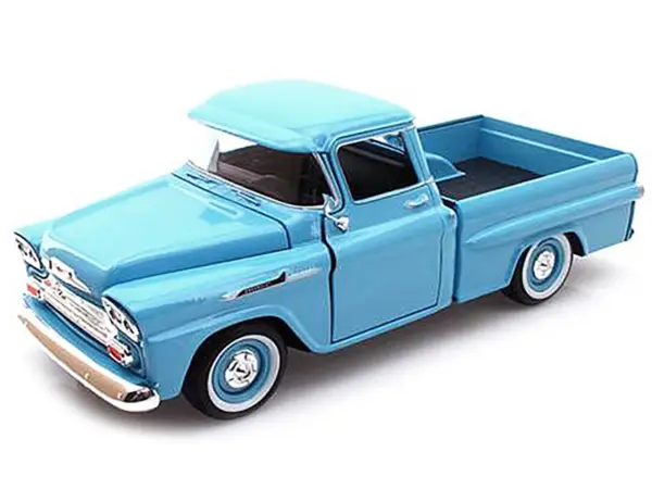 1958 Chevrolet Apache Fleetside Pickup Truck Light Blue 1/24 Diecast Model Car by Motormax #2