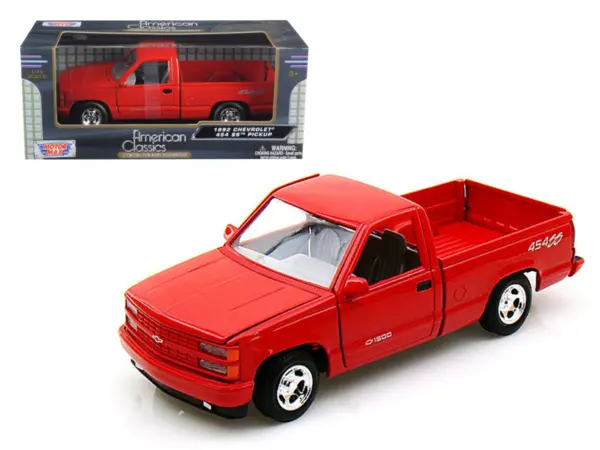 1992 Chevrolet SS 454 Pickup Truck Red 1/24 Diecast Model by Motormax #1