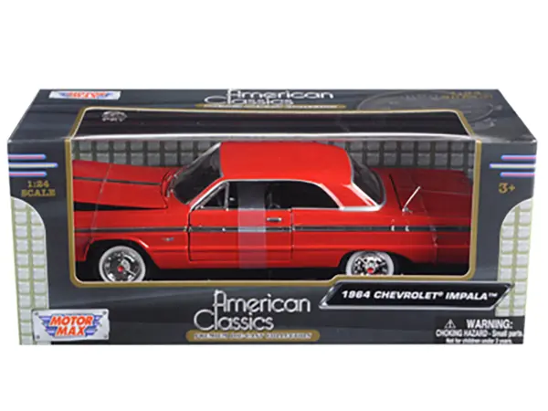 1964 Chevrolet Impala Red 1/24 Diecast Model Car by Motormax #3