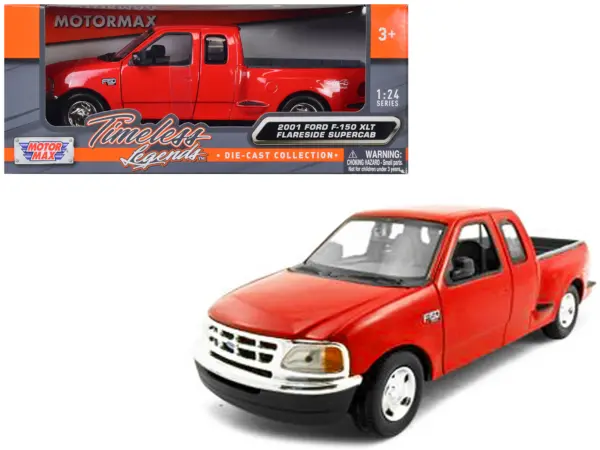 2001 Ford F-150 XLT Flareside Supercab Pickup Truck Red 1/24 Diecast Model Car by Motormax #1