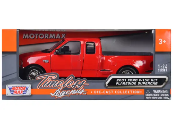 2001 Ford F-150 XLT Flareside Supercab Pickup Truck Red 1/24 Diecast Model Car by Motormax #3