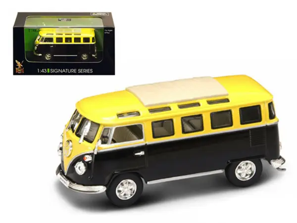1962 Volkswagen Microbus Van Bus Yellow/Black 1/43 Diecast Car by Road Signature #1