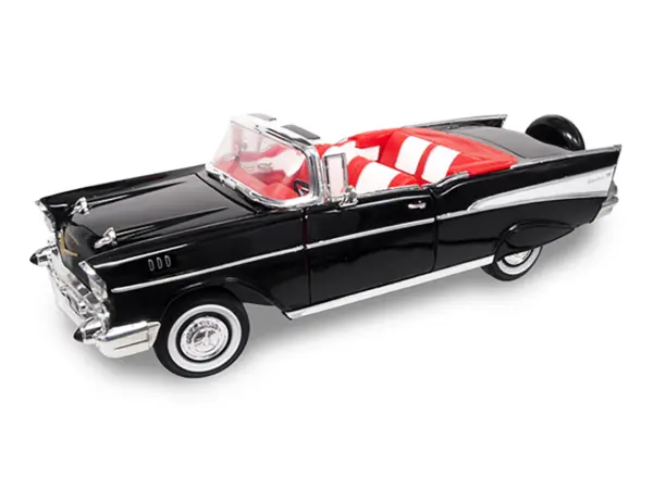 1957 Chevrolet Bel Air Convertible Black 1/18 Diecast Model Car by Road Signature #2