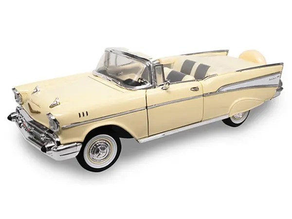 1957 Chevrolet Bel Air Convertible Cream 1/18 Diecast Model Car by Road Signature #2