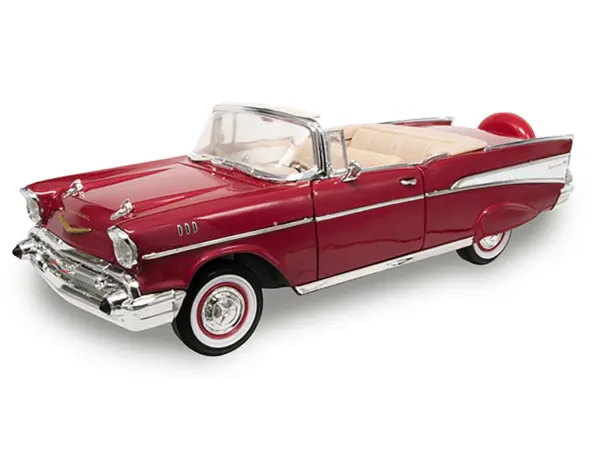 1957 Chevrolet Bel Air Convertible Red 1/18 Diecast Model Car by Road Signature #2