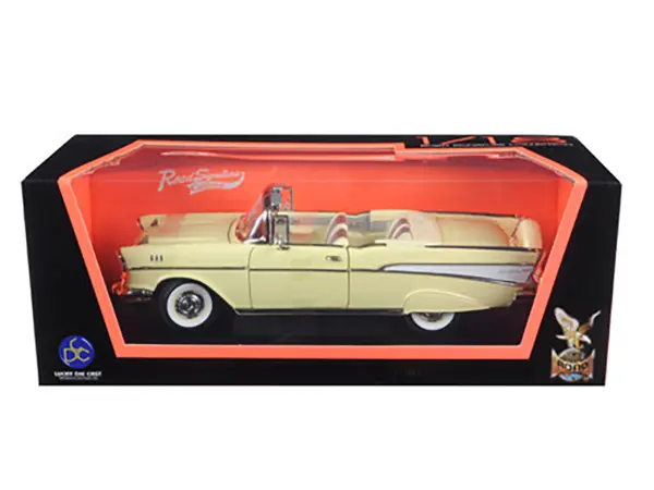 1957 Chevrolet Bel Air Convertible Cream 1/18 Diecast Model Car by Road Signature #3